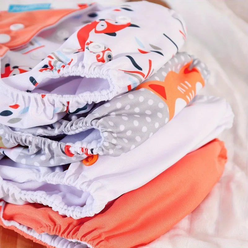 Reusable Pocket Cloth Diapers – 4-Pack Waterproof with Suede Lining