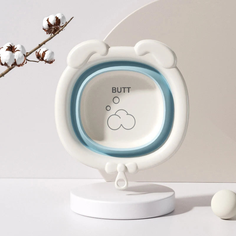 Children's silicone folding wash basin, baby specific portable wash basin, thickened and hanging foot basin