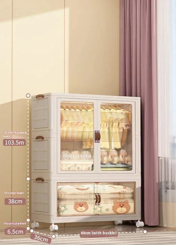 Baby’s Bedroom Closets Wardrobe Clothes Folding Bins Transparent Visual Cabinets Stable Load-bearing Clothes Organizer Rack