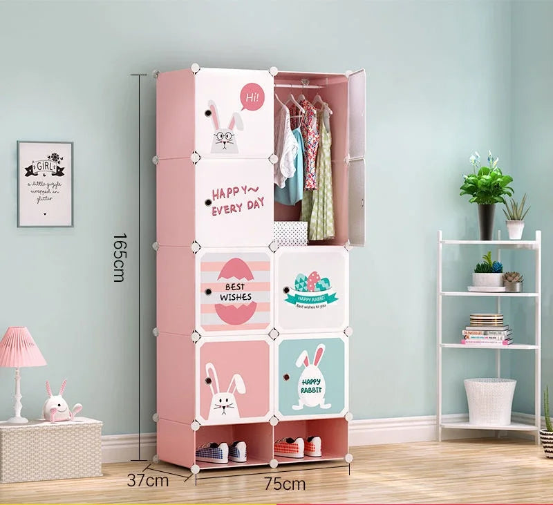 Dress Child Wardrobe Closet Baby Clothes Portable Kids Cabinet Easy Assembly Meuble Chambre Enfant Furniture for Toys Organizer