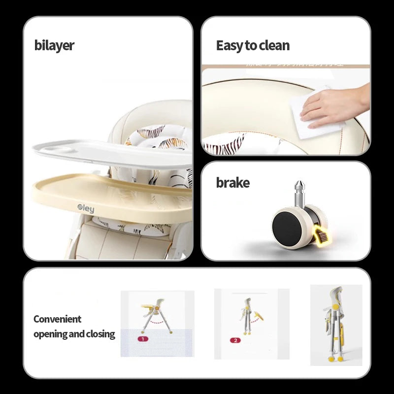 High Quality Baby Eating High Chair Multifunctionla Baby Dining Chair Availber for 6 to 48 Months Children Can Sit and Lie
