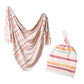Organic Muslin Swaddle&Hat Set-Boho Rainbow Newborn Photography Props for Unisex Baby Boys&Girls,Birth Announcement Photo bebe