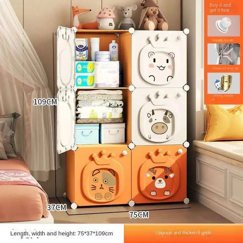Home Bedroom Furniture Folding Wardrobe Clothes Cabinets Simple Dressers Cube Storage Locker Baby Closet Plastic Collapsible
