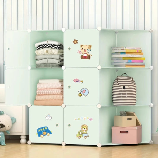 Kids Plastic Closet Storage Clothes Organizer Shelf Modern Minimalist Bedroom Baby Wardrobe Cheap Small Muebles Home Furniture
