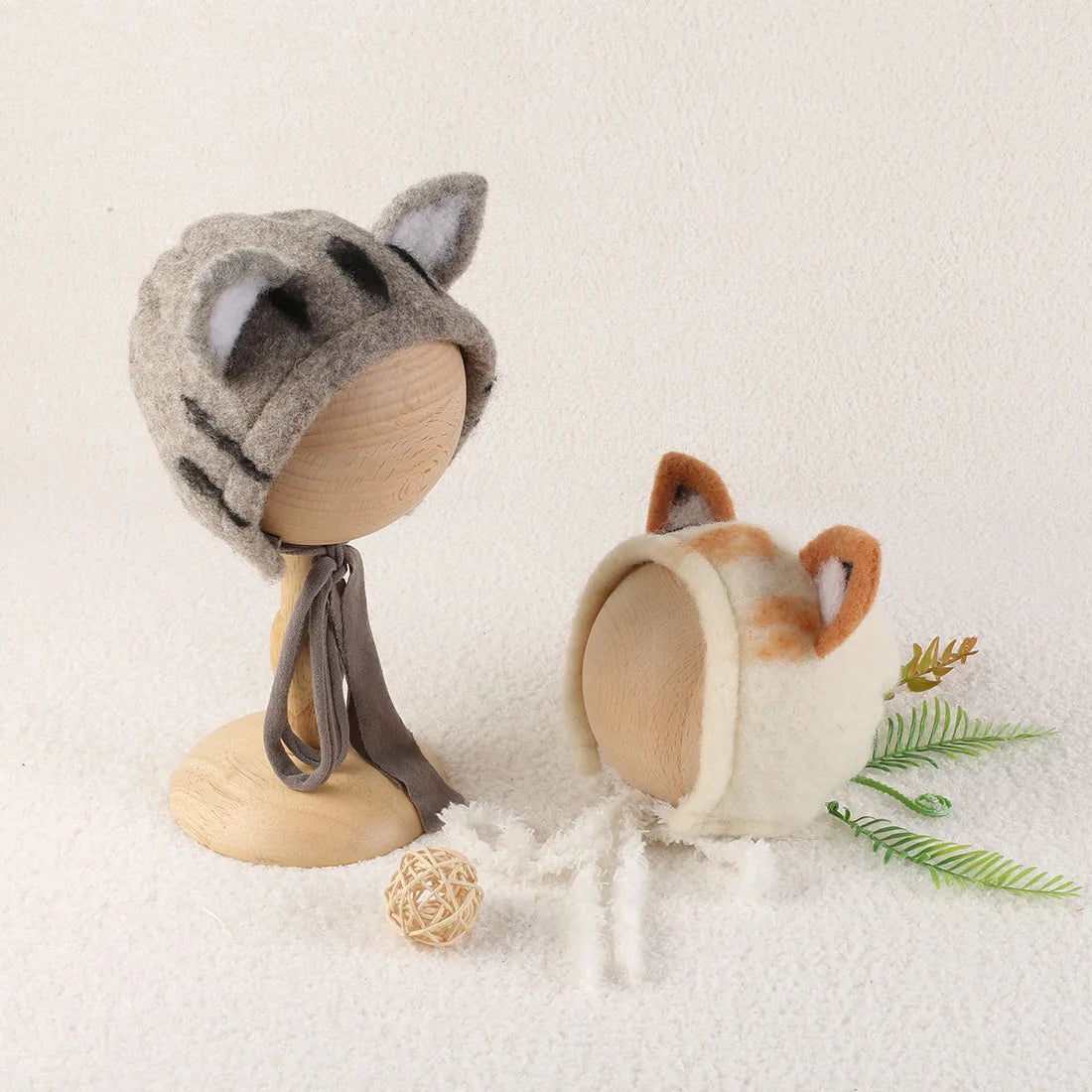 Cute Reindeer Wool Felt Bonnet for Newborn Baby Photo Shoot
