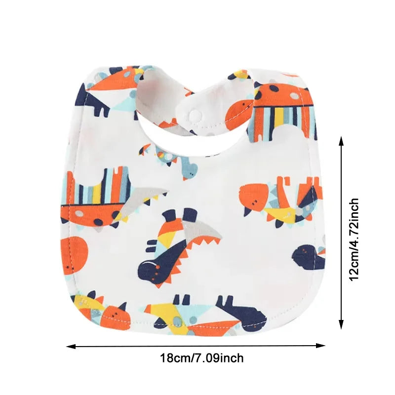 4 Pcs/lot Baby Bibs Double Layer Cotton Saliva Towel for Girls Boys Cute Printed Newborn Burp Cloths Infant Feeding Accessories