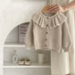 INS Spring and Autumn Infants' 0-3 Year Old Girl Baby Fashion Ruffle Collar Knitted Coat Small Cardigan Sweater Top