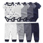 9 Pcs/Lot Unisex Newborn Bodysuits+Pants Clothing Sets Cartoon Cotton Baby Boy Girl Clothes