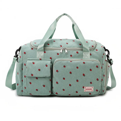 Cute Strawberry Corduroy Diaper Bag