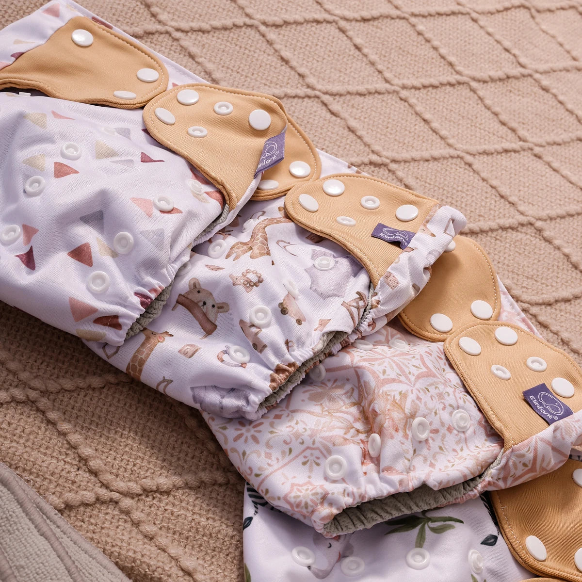 Washable Baby Diapers Set – 4 Cloth Nappies with Inserts, 3–15kg