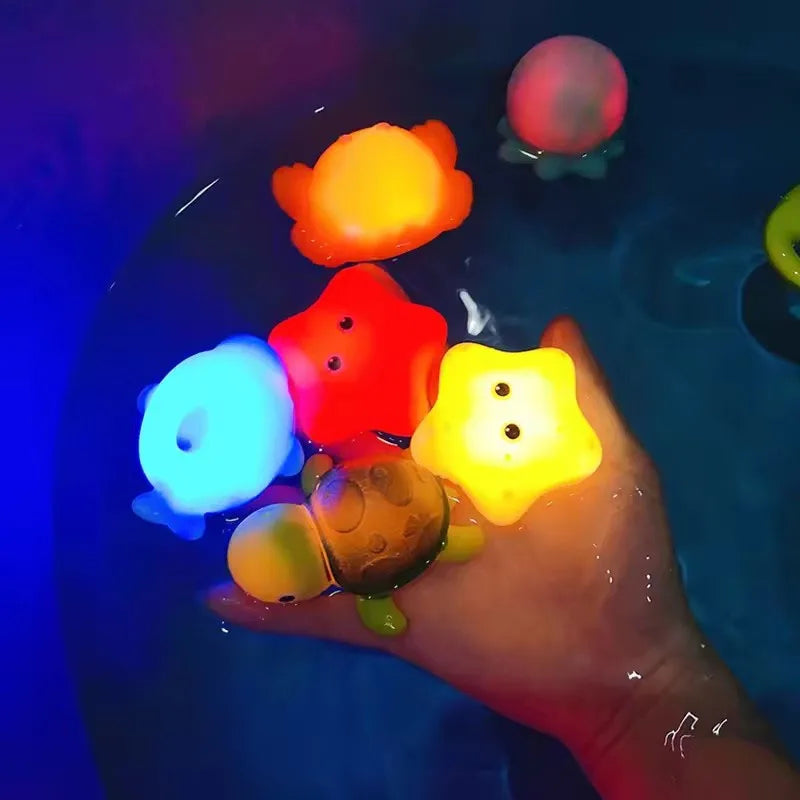 9pcs Floating Light Up Animal Bath Toy Safe PVC Material For Children 3-5 Years Old Perfect For Pools 195F