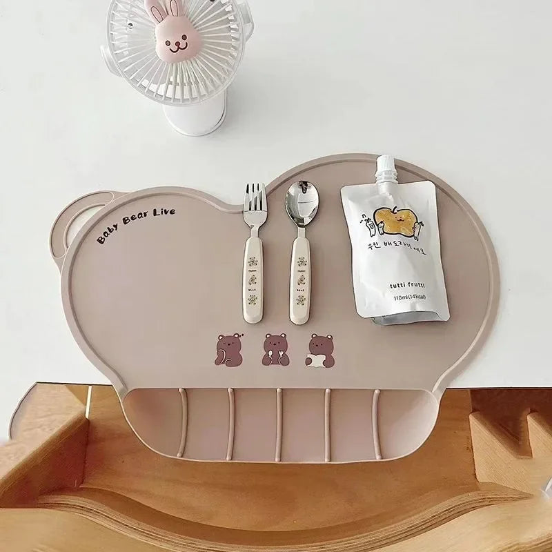 Food Grade Silicone Baby Bib Table Mat Infant Tiny Diner Portable Suction Cup Placemat For Kids Baby Feeding Kitchen Placemat