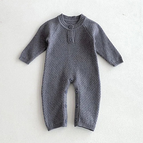 2025 New Autumn Children Clothes Infant Baby Girls Long Sleeved Splicing Knitted Jumpsuit Newborn Baby Knitted Bodysuits+Hat