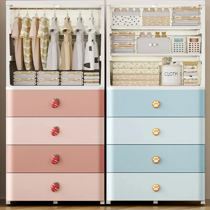 Foldable Storage Cabinet Wardrobe Filing Plastic Chest Modular Wardrobes Baby Cupboard Drawer Armarios Bedroom Furniture