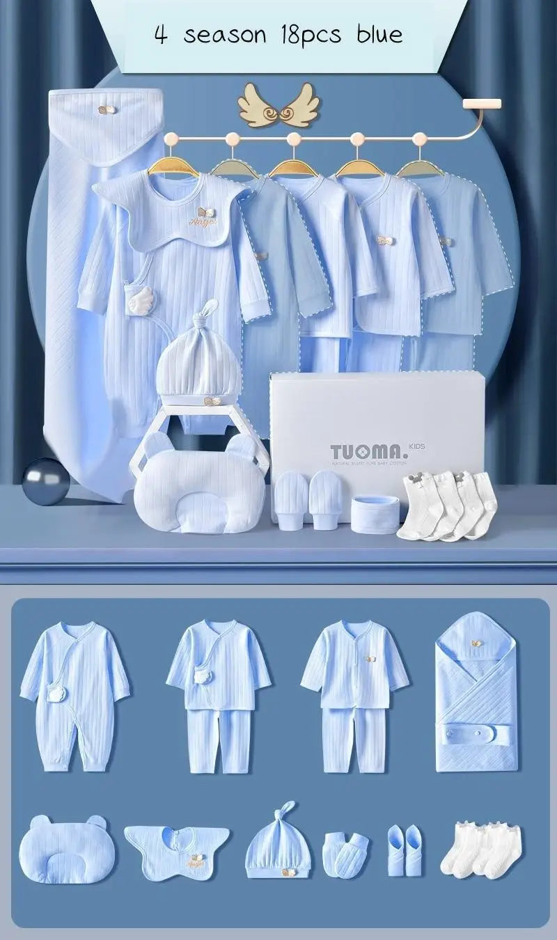 16/18/19/21/22pcs Newborn Clothes Set Angel Wing Baby Clothing Suit Pure Cotton 0-1Y Kids Unisex Infants Underwear Set No Box