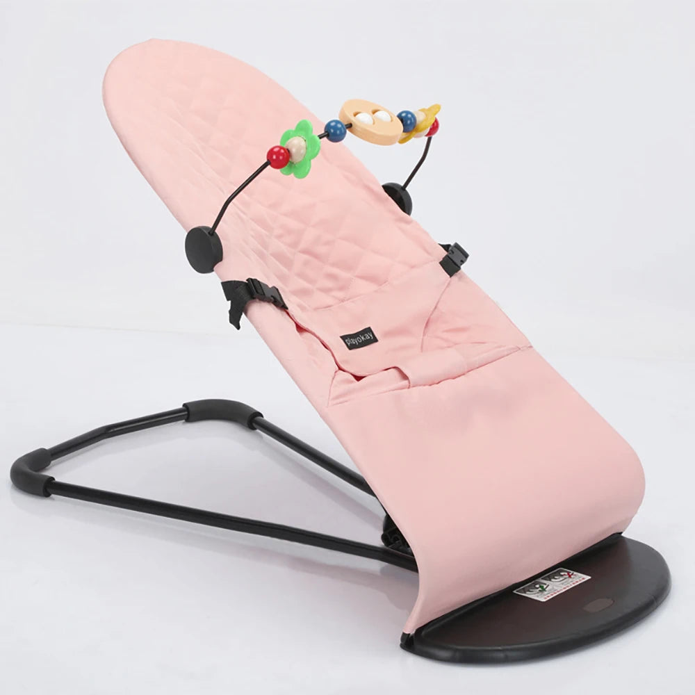 AnGku Baby Rocking Chair Foldable Baby Swing Chair for 0-12 Months Three-speed Height Adjustment Baby Bouncer with Toys