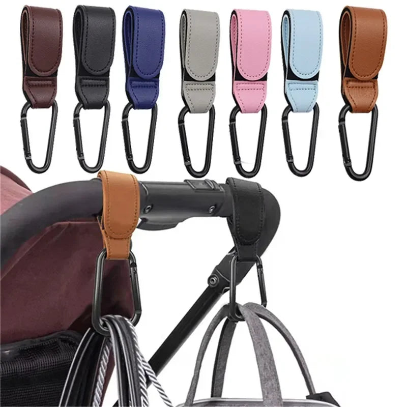 1–2PCS PU Leather Rotatable Stroller Hooks – High-Quality Organizer