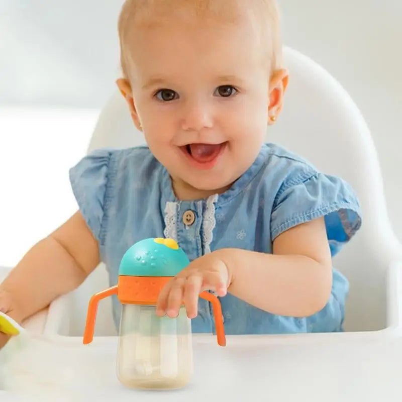 Trainer Sippy Cup With Handles Training Cup Weighted Straw Cup Spill Proof Shatterproof Water Drinking Cups For Kids Baby And