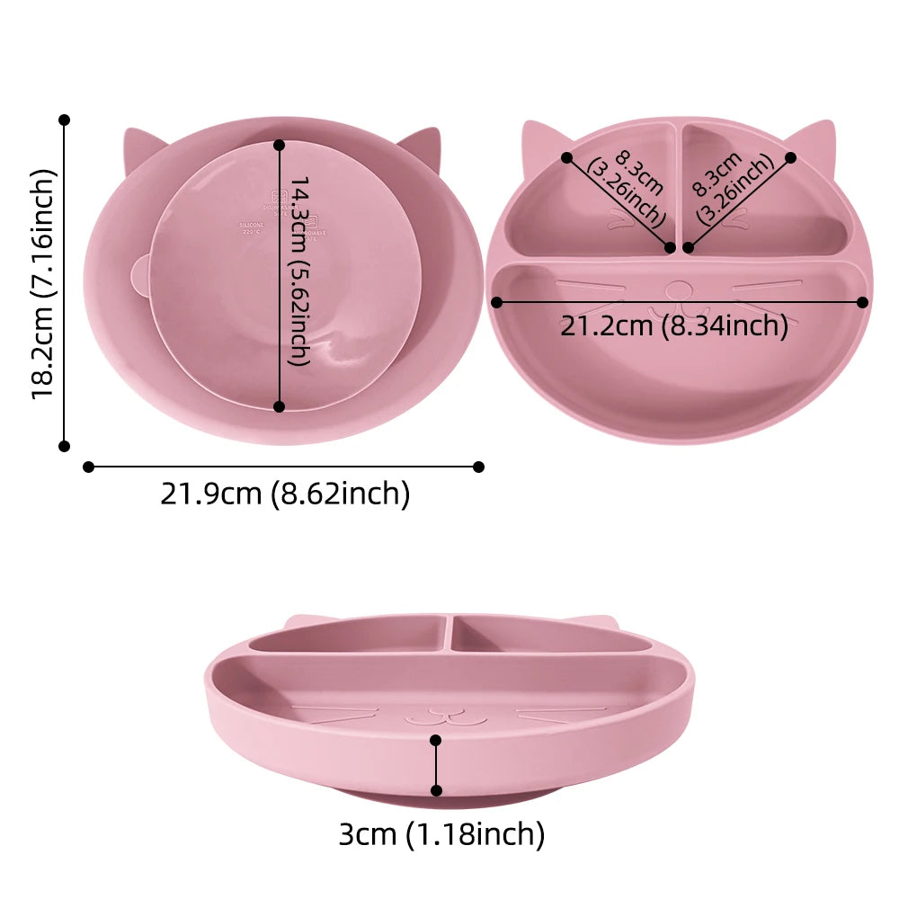 Toddler Feeding Set – Non-Slip Silicone Cartoon Plate & Bowl