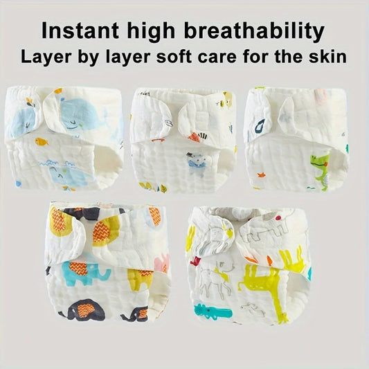 5 Pack Reusable Baby Diapers Washable Cloth Diapers with Soft Skin-Friendly Knit Fabric Layered Design Perfect for Christmas