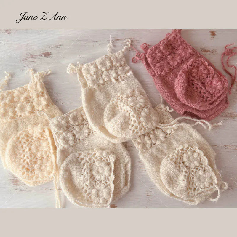 New-born Crochet Hat & Onesie Set – Handmade Photo Shoot Outfit