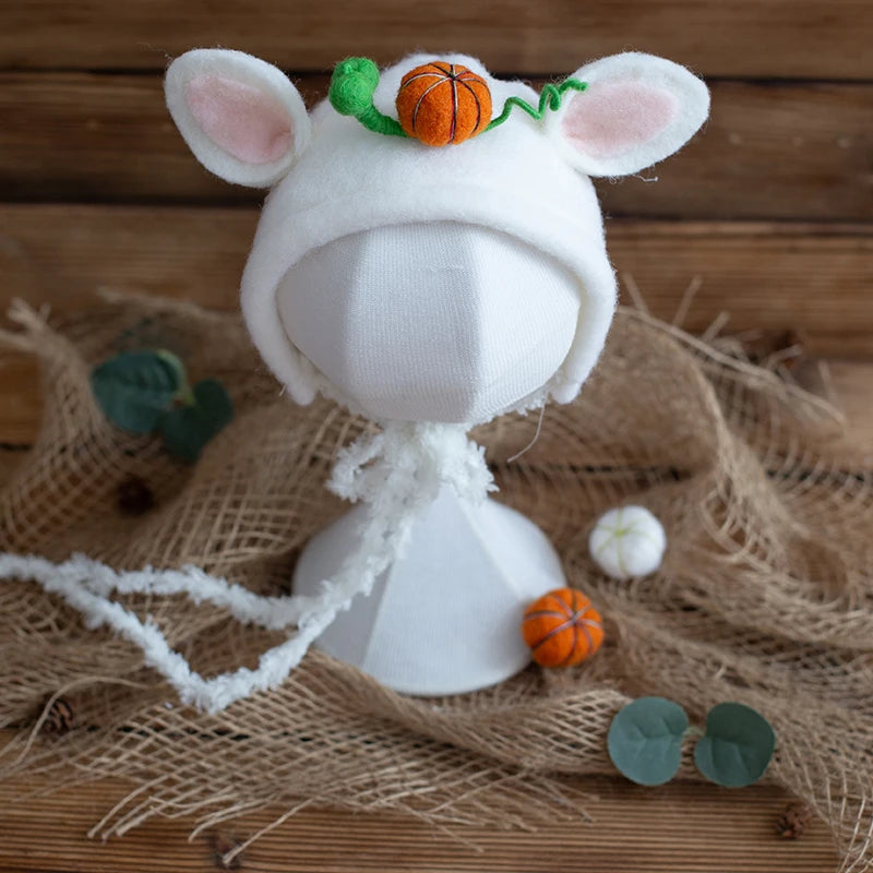 Cute Fox Flower Bonnet Newborn Wool Felt Photo Prop
