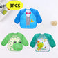 Baby Bibs Cute Colorful Cartoon Waterproof Bib Infant Eating Children Drawing Long Sleeve Pocket Apron Self Feeding Baby 0-3Y