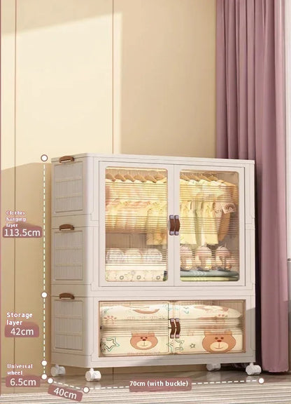 Baby’s Bedroom Closets Wardrobe Clothes Folding Bins Transparent Visual Cabinets Stable Load-bearing Clothes Organizer Rack
