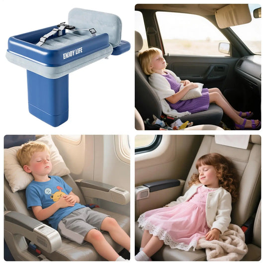 Toddler Travel Air Mattress – Soft, Foldable Bed with Guardrail for Plane, Car & Camping