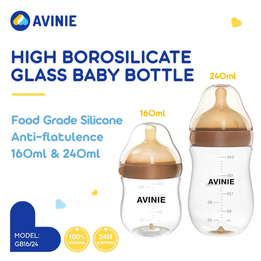 2025 New Baby Milk Bottles Anti-Drop Newborn Nursing Glass Bottles Anti-Flatulence Milk Feeding Bottles 160/240ml BPA Free