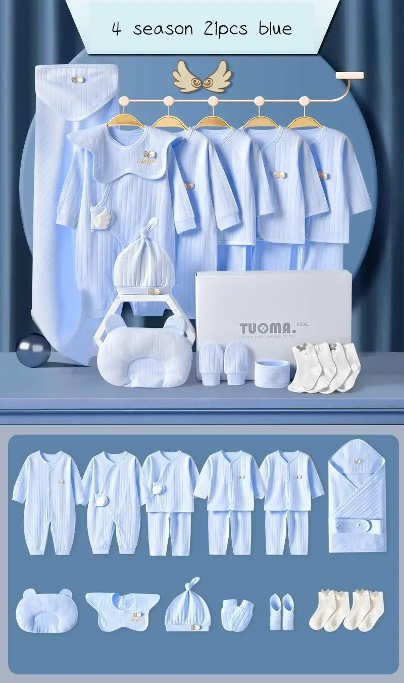 16/18/19/21/22pcs Newborn Clothes Set Angel Wing Baby Clothing Suit Pure Cotton 0-1Y Kids Unisex Infants Underwear Set No Box