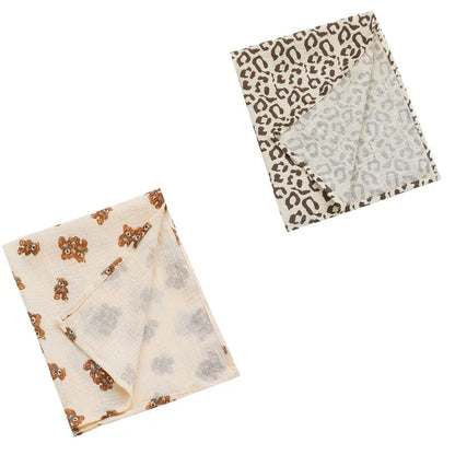 2pcs/set Cotton Swaddle Blanket Baby Blanket Floral Print Muslin Diaper Swaddle New Born Crinkle Fabric Baby Born Stroller Cover