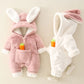 Warm Coral Fleece Baby Romper – Cute Rabbit Design
