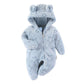 Autumn Winter Kids Boys Romper Star Jacquard Newborn Babys Girls Bodysuit Warm Velvet Hooded Zipper Infant Girls Jumpsuit Outfit