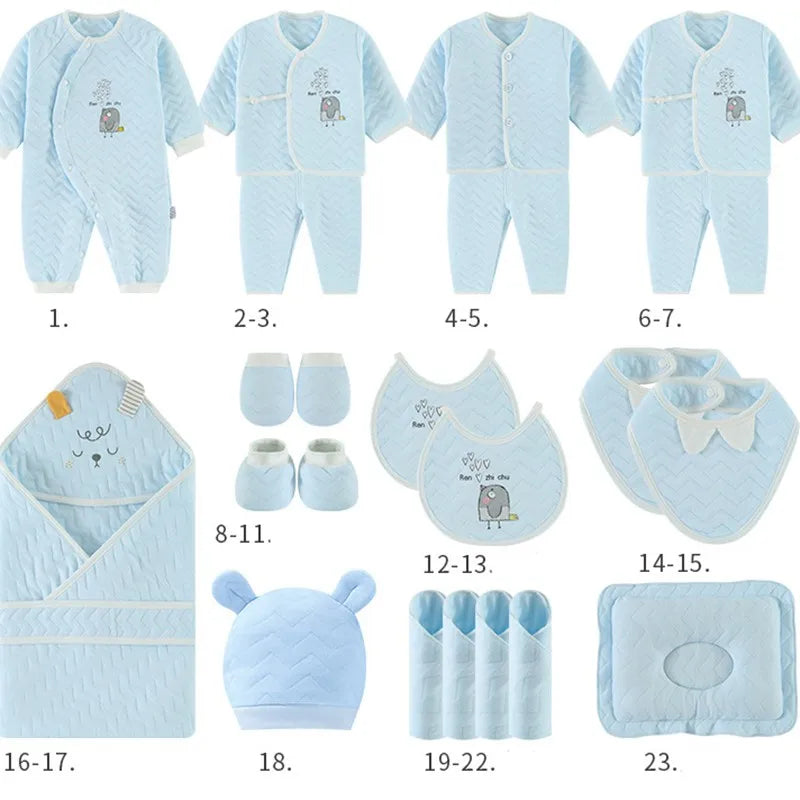 18/21/23 Pcsnewborn Clothes Set Winter Thick New Born Baby Girl Boy Clothes Cotton  Newborn Set Infant Outfit Baby Gift No Box