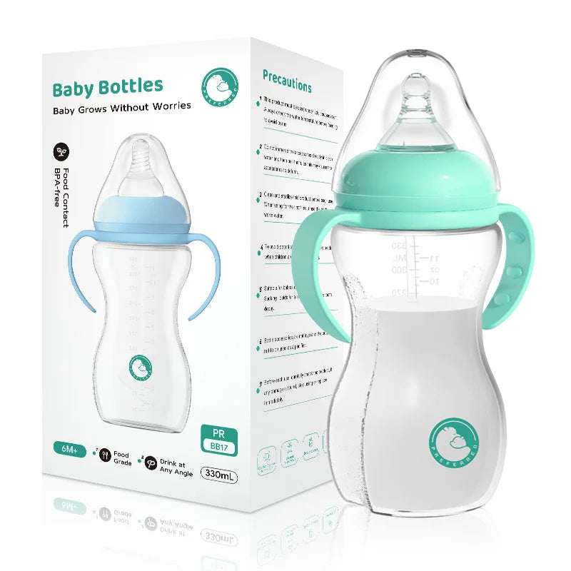 180/330ML Baby Bottle Newborn Baby Bottle  Feeding Cup with Gravity Ball Milk Bottle Baby Bottles Double Handle