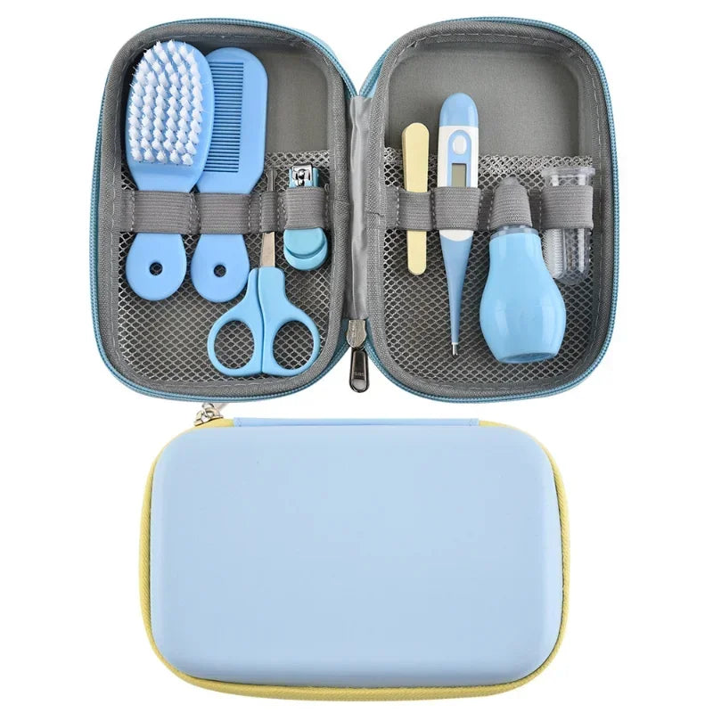 Baby nasal inhaler Nail scissors cartoon set Daily cleaning Supplies Care bag Baby Care EVA bag 8-piece set
