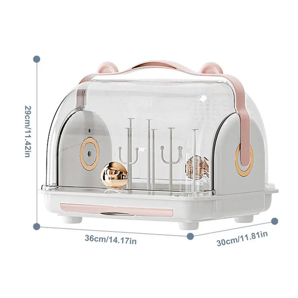 Baby Feeding Bottle Drying Rack Nipple Feeding Cup Holder With Drain Board And Dustproof Lid Bottle Dryer Machine Storage Boxes