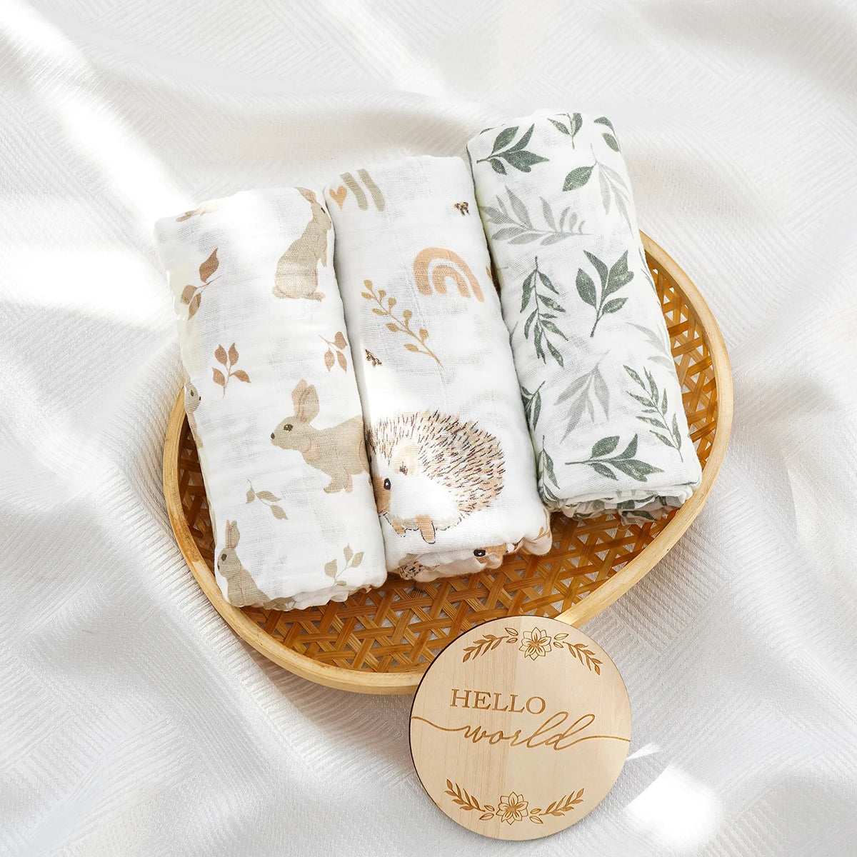 Happyflute 3Pcs/Pack Baby Muslin Swaddle 100% Cotton Baby Blanket Wrap For Newborn Baby