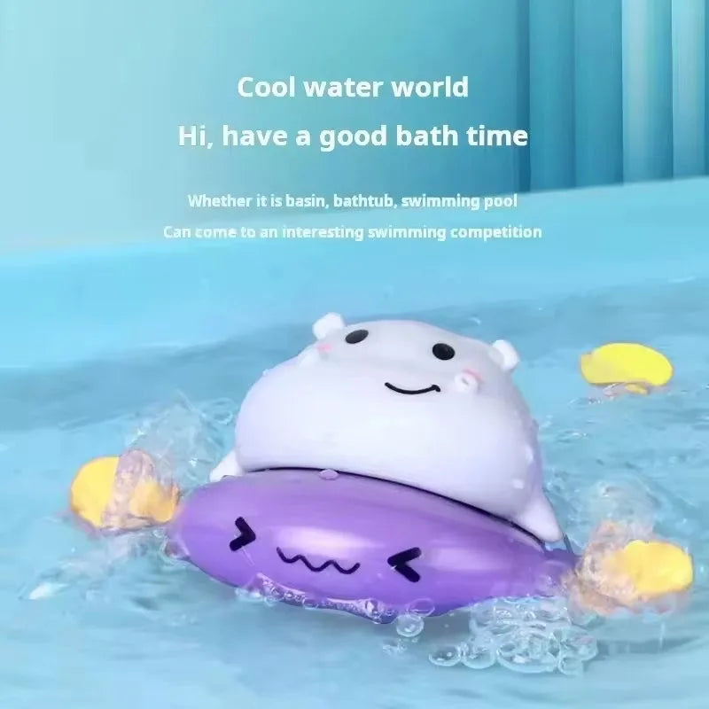 Pull & Go baby bath toys, pink little pig, cute swimming pig, water spray toy,  bathtub toy, suitable for young children to use