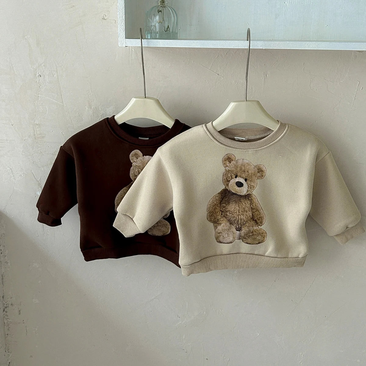 Autumn Winter Baby Clothes Cute Bear Print Casual Wear Top Sweater Thick Girls Boys Pullover Tops Soft Comfortable