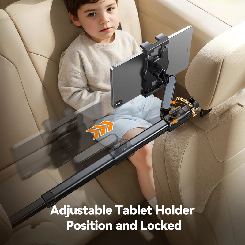 Joyroom Car Headrest Tablet Holder with 2 Hooks Backseat Car Tablet Phone Holder With Extension Arm For 4.7-12.9" Tablet/Phones