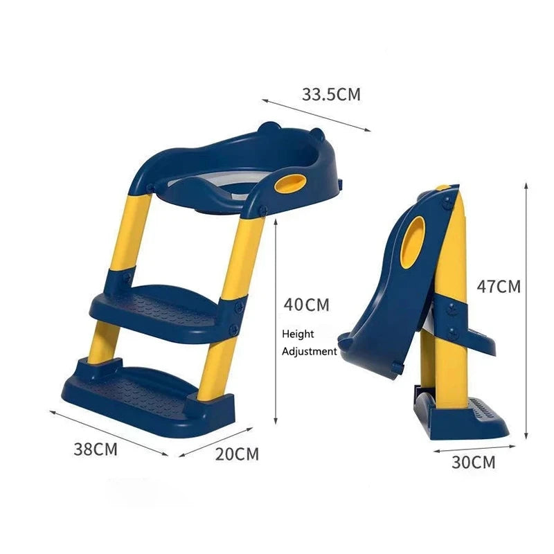 Children's Potty Training Seat – Folding Toilet Ladder with Adjustable Step Stool