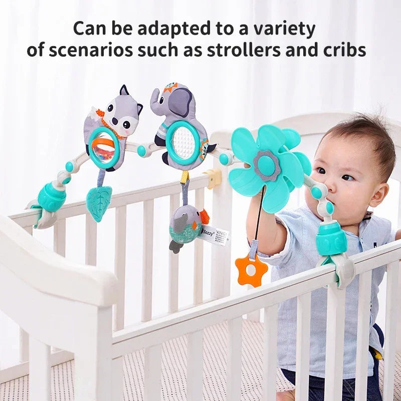 Baby Play Arch Crib Toy Stroller Hanging Toys, 0-12 Month Newborn Bed Winding Toys for Sensory Development Baby Car Seat Toys