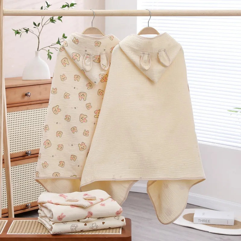 Children Hooded Bath Towel Cute Kids Beach Towel Cloak Cartoon Animal Style Newborn Bathrobe Quilt Washcloth Bathrobes