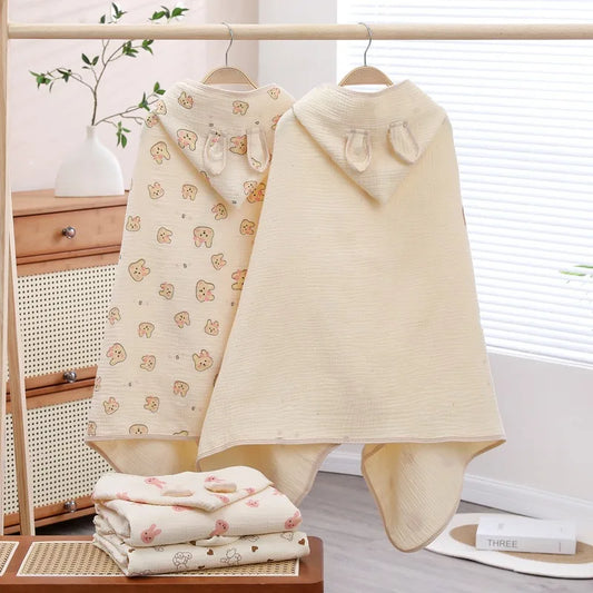 Children Hooded Bath Towel Cute Kids Beach Towel Cloak Cartoon Animal Style Newborn Bathrobe Quilt Washcloth Bathrobes