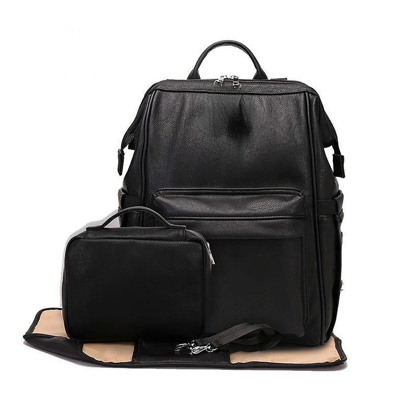 Infant & Baby PU Leather Diaper Bag – Nursing & Travel Friendly