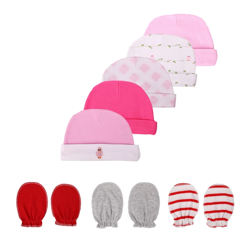 Soft Infant Hat Gloves Set for Newborn Boys and Girls