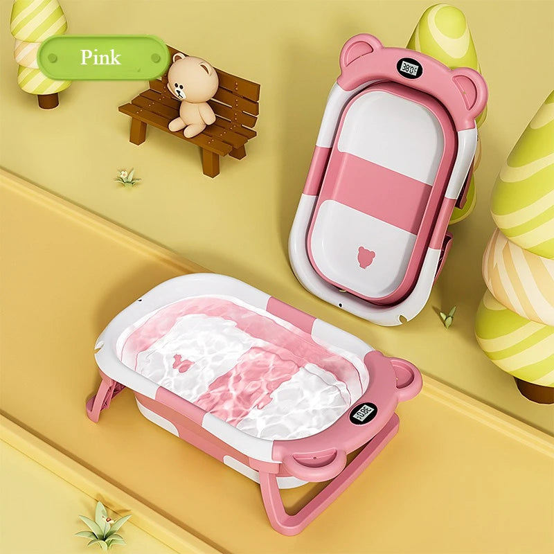 Baby Smart Temperature Sensing Tub Foldable Children's Bathtub Household Newborn Baby Bathtub Sit And Lie Baby Bathtub