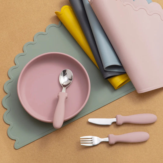 Infant Feeding Set – Silicone Plate, Spoon & Fork